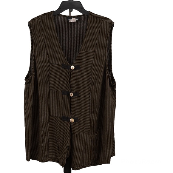 Carole Little Jackets & Blazers - Vintage Carole Little vest stripe brown and black vest size 20/L